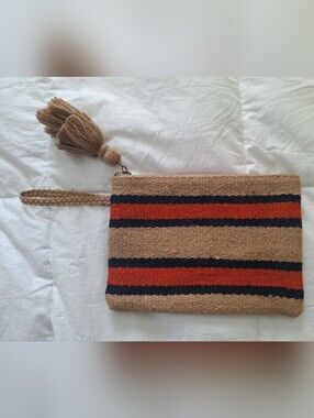 J Jill Wristlet with Navy and Orange Stripes
